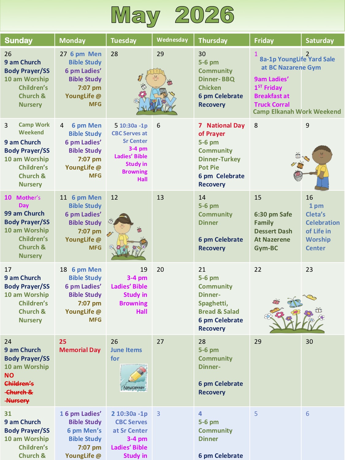 Calendar of Events