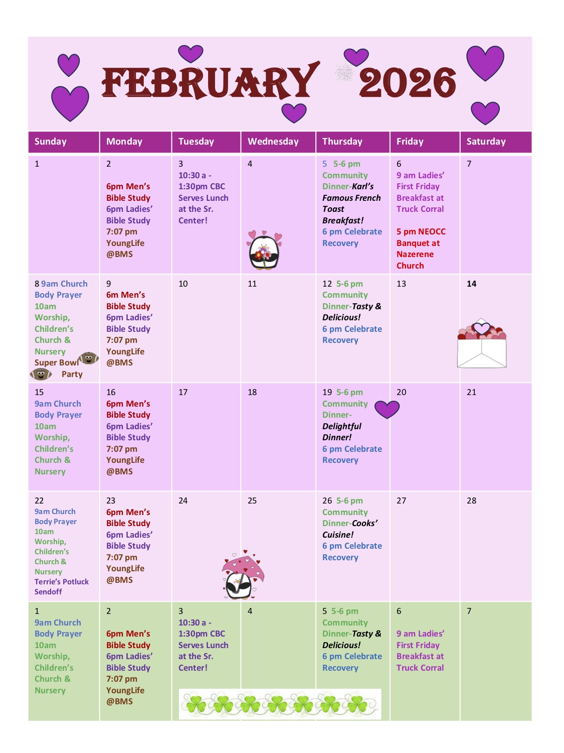 Calendar of Events