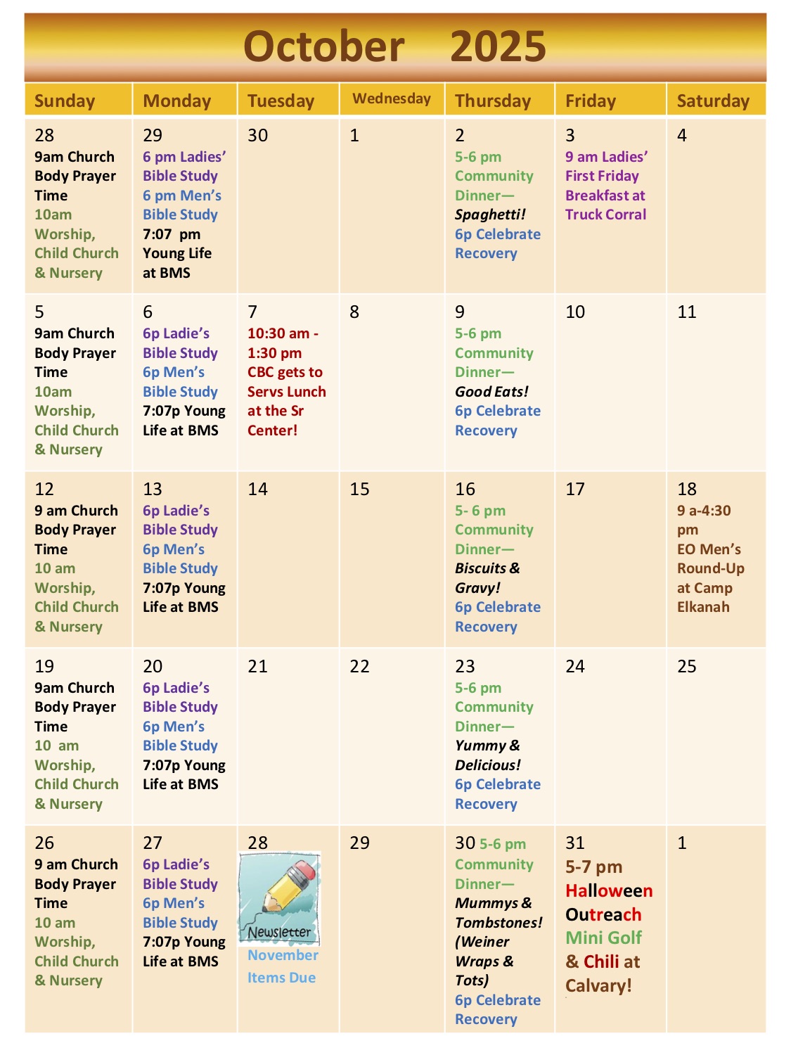 Calendar of Events